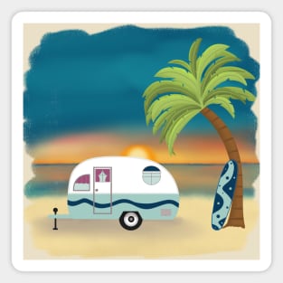 Beach caravan fun Magnet